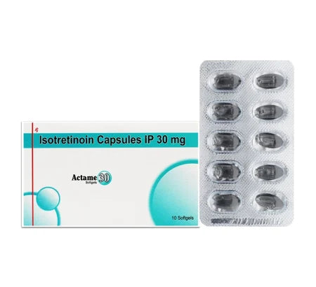 Actame 30mg Isotretinoin Capsule blister pack for cystic acne