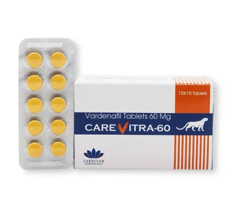 Carevitra 60 mg highest-strength Vardenafil tablet for persistent erectile dysfunction