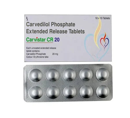 Carvistar CR 20mg Carvedilol tablet for blood pressure and heart failure – Buy Online at MedsPrimeHub