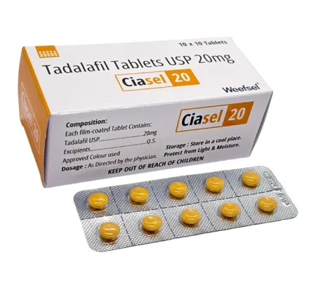 Ciasel 20 mg Tadalafil tablet for erectile dysfunction treatment