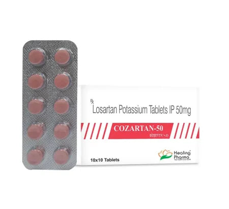 Losartan 50 mg Tablet (Cozartan) for heart and blood pressure management – Buy Online at MedsPrimeHub