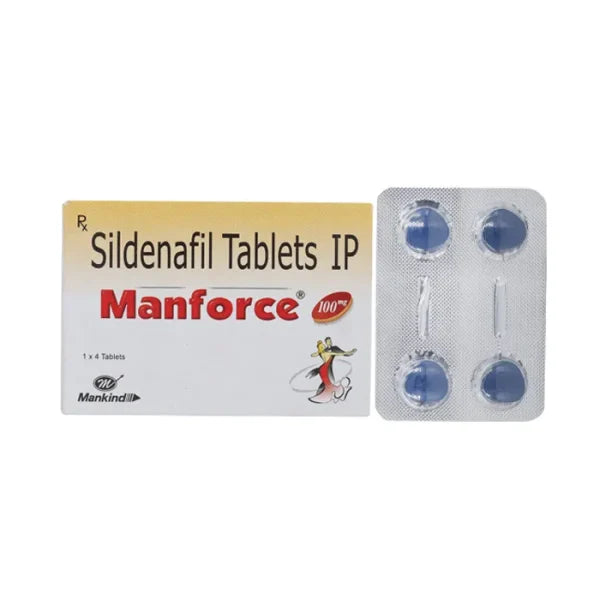 Package of Manforce 100 100 mg Sildenafil tablets for men's health