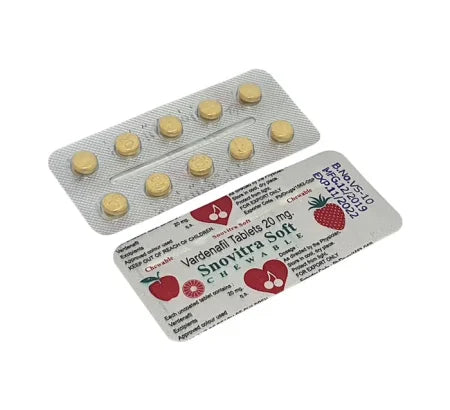 Snovitra Soft chewable Vardenafil tablet for erectile dysfunction, no water needed