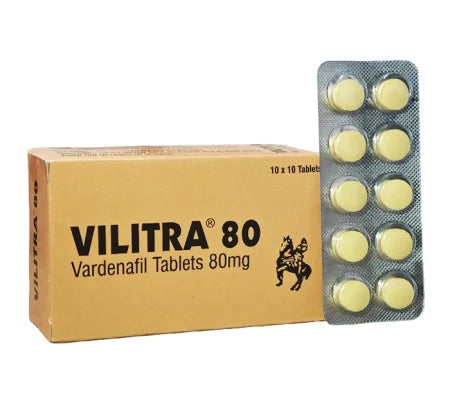 Vilitra 80 mg very high-strength Vardenafil tablet blister pack