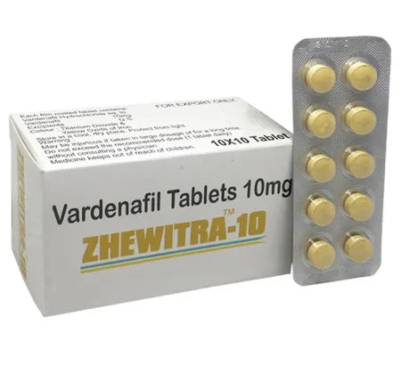 Zhewitra 10 mg low-dose Vardenafil tablet by Sunrise Remedies for erectile dysfunction
