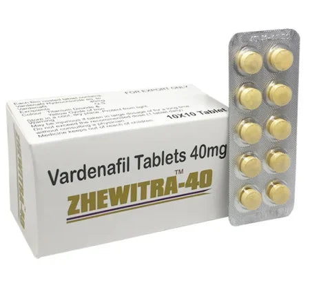 Zhewitra 40 mg mid-strength Vardenafil tablet by Sunrise Remedies