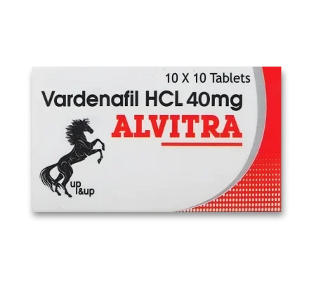 Alvitra 40 mg mid-strength Vardenafil tablet for erectile dysfunction step-up dosing