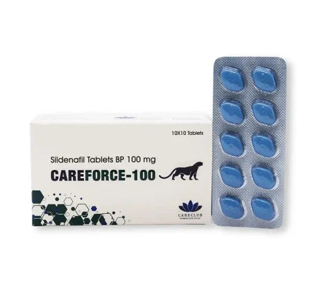 Careforce 100 (Sildenafil) standard strength Sildenafil tablet packaging for erectile dysfunction treatment