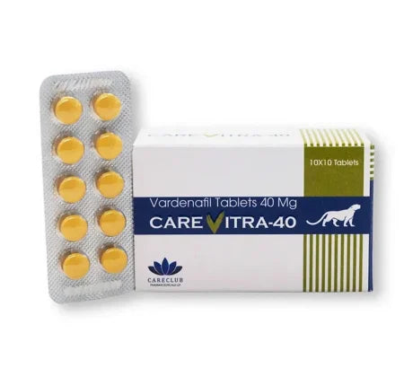 Carevitra 40 mg mid-strength Vardenafil tablet for improved erectile dysfunction control