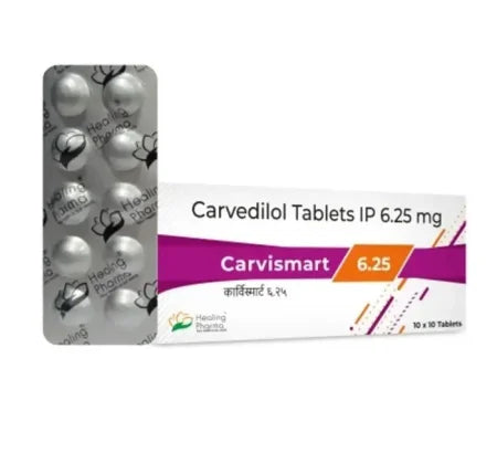 Carvismart 6.25mg Carvedilol tablet for blood pressure management – Buy Online at MedsPrimeHub