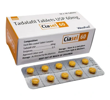 Ciasel 20 mg Tadalafil tablet for erectile dysfunction treatment