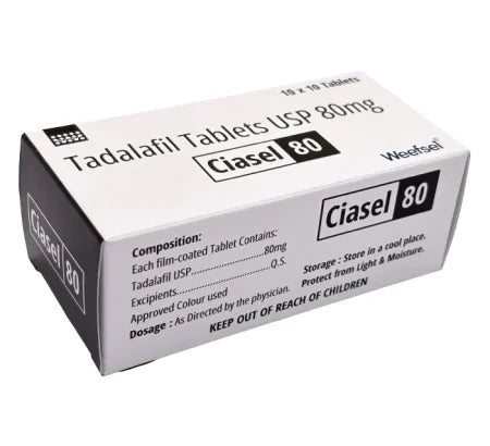 Ciasel 20 mg Tadalafil tablet for erectile dysfunction treatment