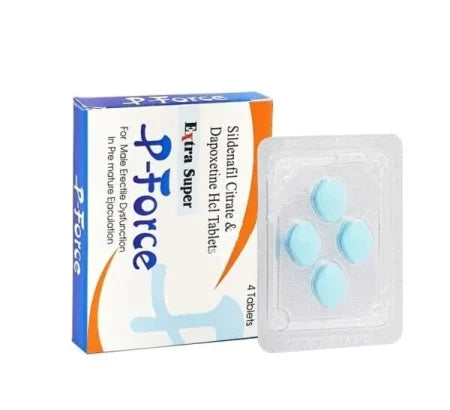 Extra Super P Force (Sildenafil & Dapoxetine) standard strength Sildenafil tablet packaging for erectile dysfunction treatment