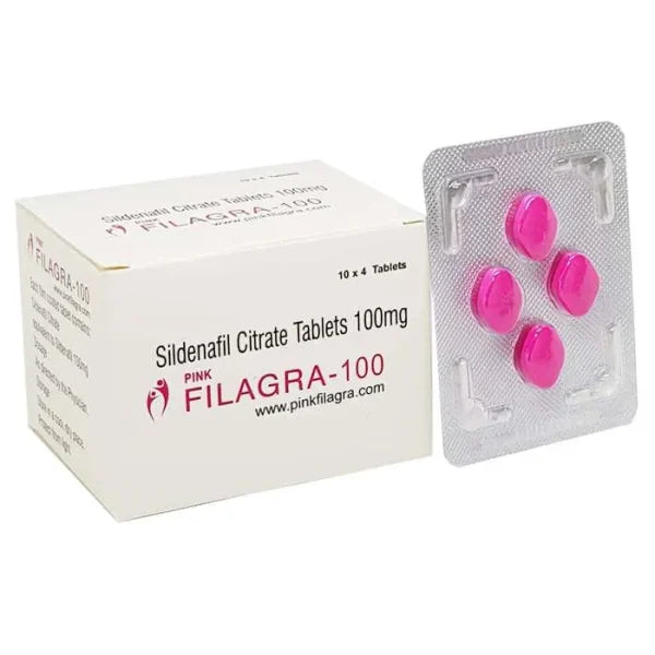 Filagra Pink standard strength Sildenafil tablet packaging for erectile dysfunction treatment