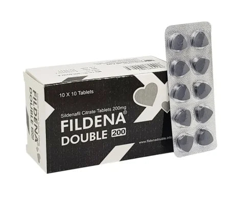 Package of Fildena 200 MG (Fildena Double 200 ) 200 MG Sildenafil tablets for men's health