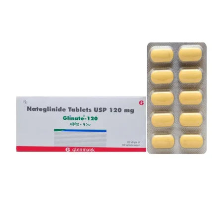 Glinate 120 mg Tablet tablet for type 2 diabetes – Buy Online at MedsPrimeHub