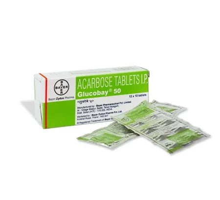 Glucobay 50 mg Tablet tablet for type 2 diabetes – Buy Online at MedsPrimeHub