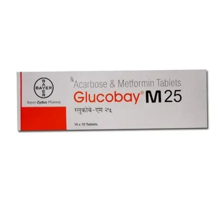 Glucobay M 25 mg Tablet tablet for type 2 diabetes – Buy Online at MedsPrimeHub