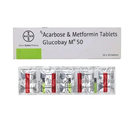 Glucobay M 50 mg Tablet tablet for type 2 diabetes – Buy Online at MedsPrimeHub