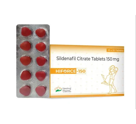 Package of Hiforce 150 standard strength Sildenafil tablets for men's health