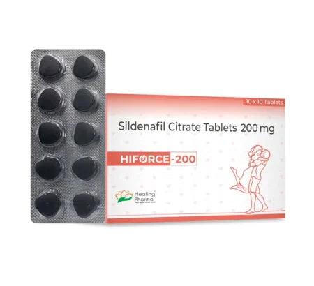 Hiforce 200 standard strength Sildenafil tablet packaging for erectile dysfunction treatment