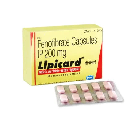 Lipicard 200 mg Tablet for heart and blood pressure management – Buy Online at MedsPrimeHub
