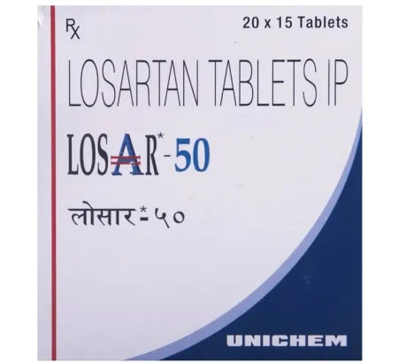 Losar 50mg Losartan tablet for hypertension and cardiovascular risk – Buy Online at MedsPrimeHub