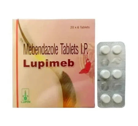 Lupimeb 100mg Mebendazole Tablet blister strip intestinal worms