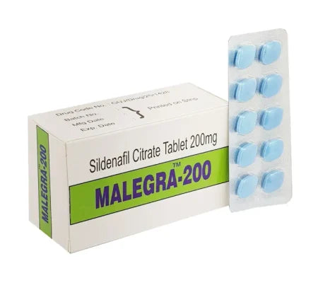 Package of Malegra 200 200 mg Sildenafil tablets for men's health