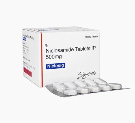 Niclosig 500mg Niclosamide Tablet blister strip tapeworm