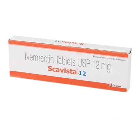 Scavista 12mg Ivermectin Tablet blister strip scabies treatment