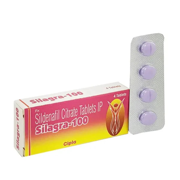 Silagra 100 100 mg Sildenafil tablet packaging for erectile dysfunction treatment