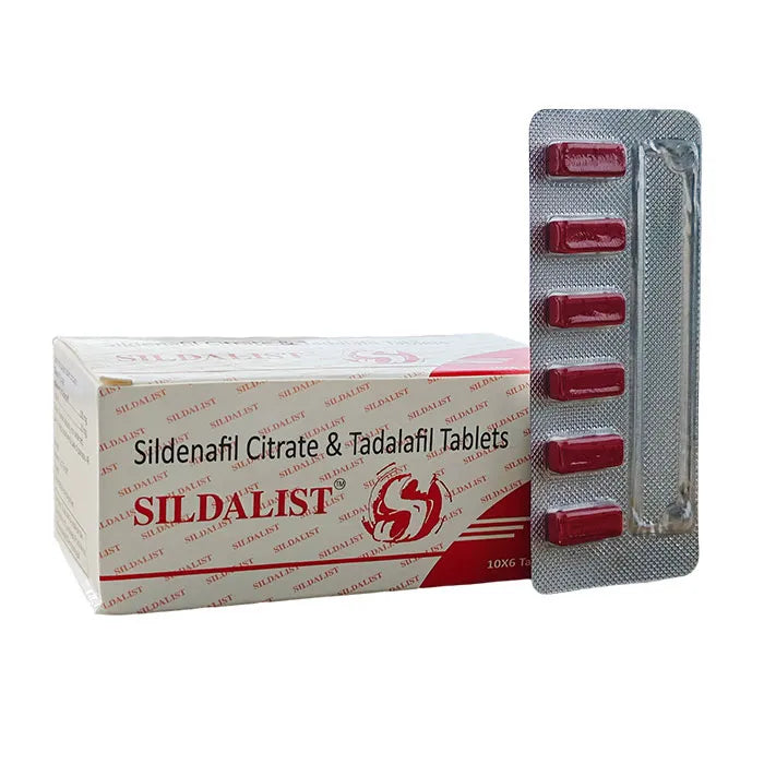 Package of Sildalist 120  (Sildenafil/Tadalafil) 120 mg Sildenafil tablets for men's health