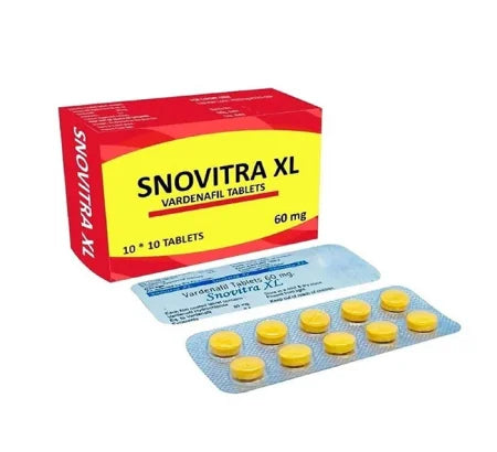 Snovitra XL 60 mg extended-release Vardenafil tablet for long-lasting erectile dysfunction relief