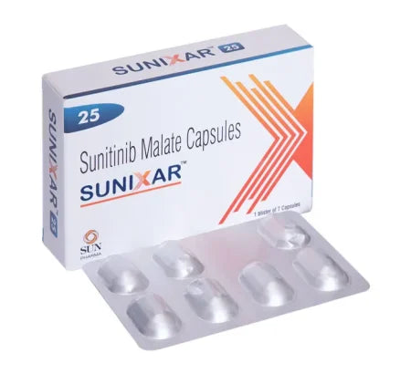 Sunixar 25 MG Sunitinib Capsule blister strip