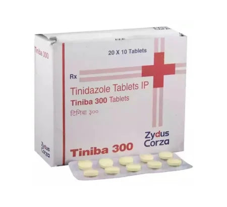 Tiniba 300mg Tinidazole Tablet blister strip antiprotozoal