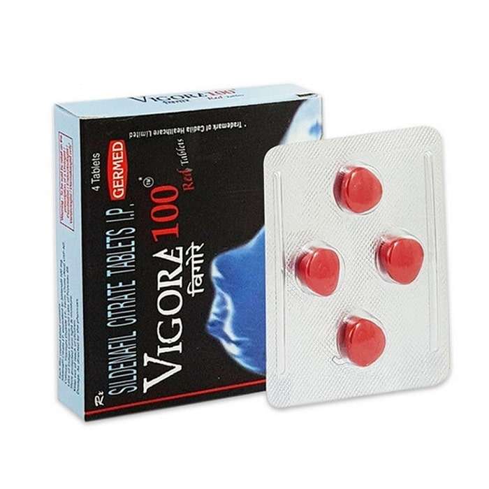 Package of Vigora 100 100 mg Sildenafil tablets for men's health