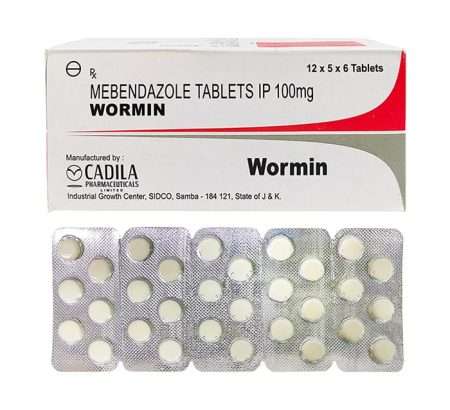 Wormin 100mg Mebendazole Tablet blister pack anthelmintic