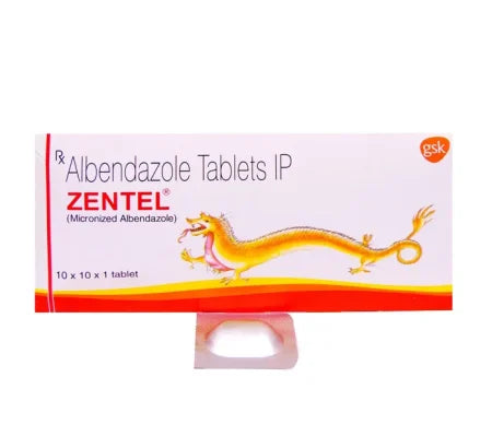 Zentel 400mg Albendazole Tablet blister strip anthelmintic
