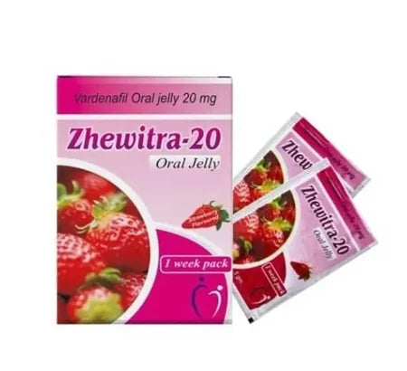 Zhewitra 20 mg Vardenafil oral jelly sachet for fast-acting erectile dysfunction relief